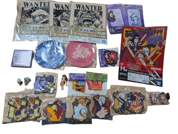 One Piece Ichiban Kuji Rubber Charm Plate Towel etc set