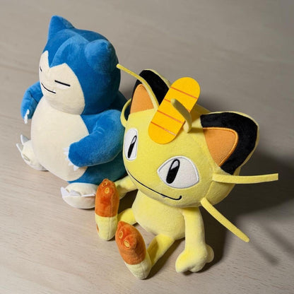 Pokemon Mofugutto Plush Toy Meowth and Snorlax Complete Set1
