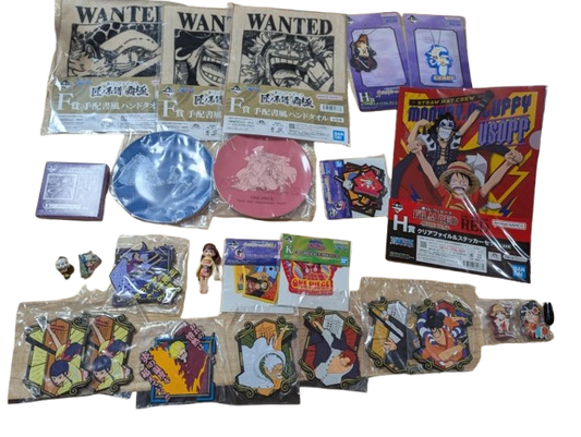 One Piece Ichiban Kuji Rubber Charm Plate Towel etc set